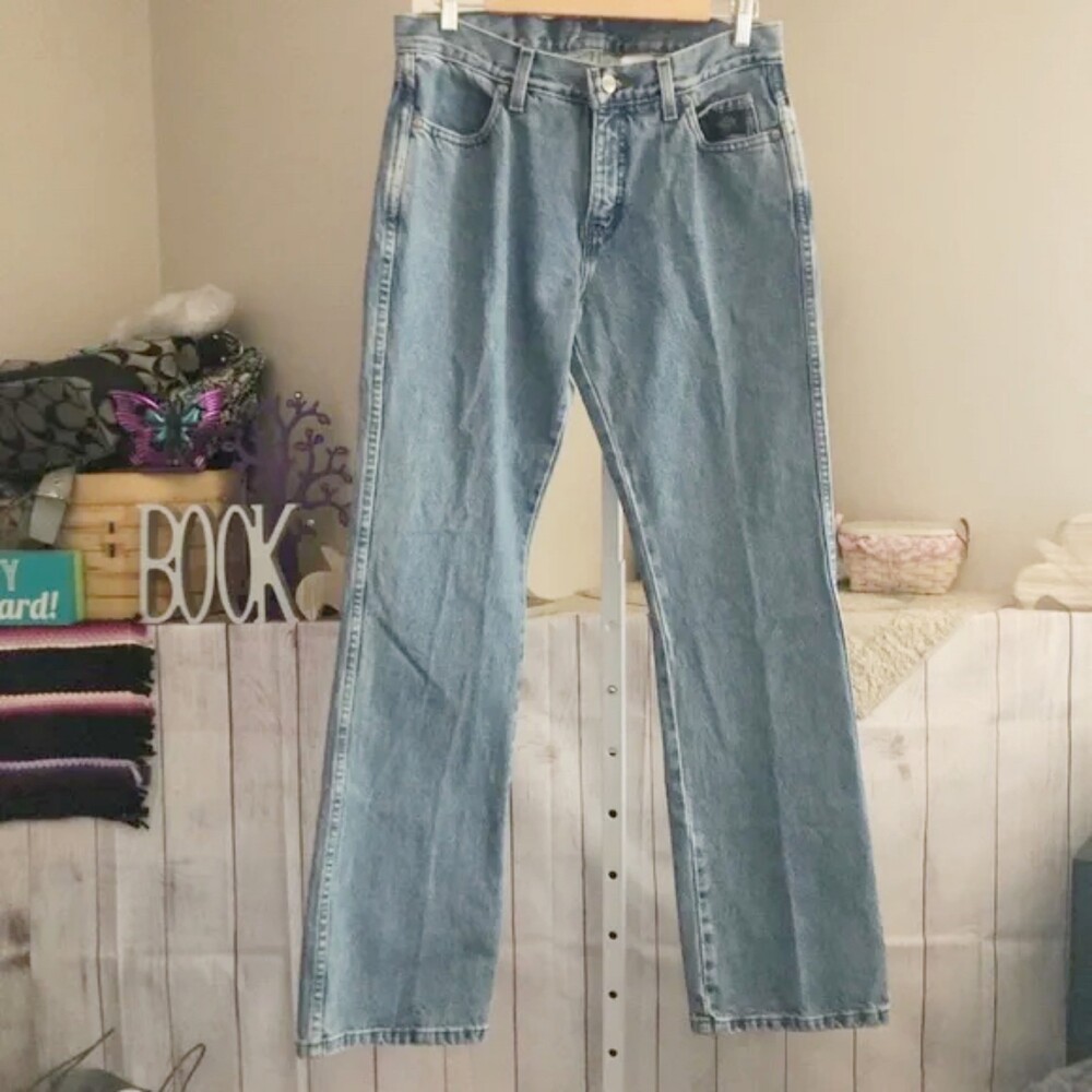 Harley Davidson sz 8 Long Light Wash Boot Cut Jeans